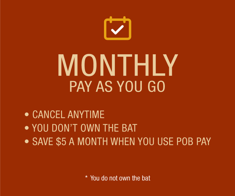 Monthly subscription plan. Pay as you go.